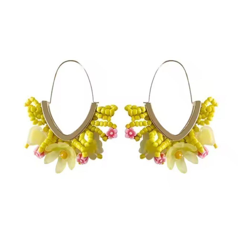 Bohemian yellow hoop earring N244